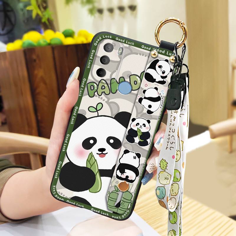Shockproof Cute Phone Case For MOTO G31 With Fingerprint/XT2173-1 Cartoon Lanyard Wristband Panda Kickstand Wrist Strap