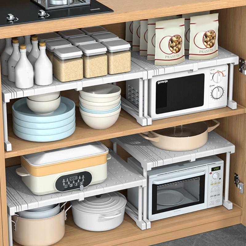 Expandable Wardrobe Organizer Adjustable Storage Shelf for Cabinets and Closets Use Carbon Steel Organization Rack