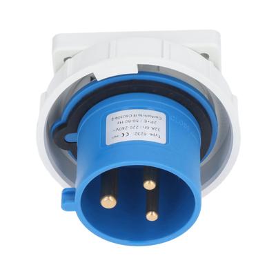 Industrial Socket IP67 Waterproof Brass Contact Aviation Connector 2P+E 32A 220240V