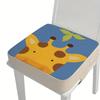 Teenage Giraffe Cartoon Cushion Cover - Washable, All-Season, Zippered Seat Pad for Stools & Chairs Vibrant Blue & Yellow Design