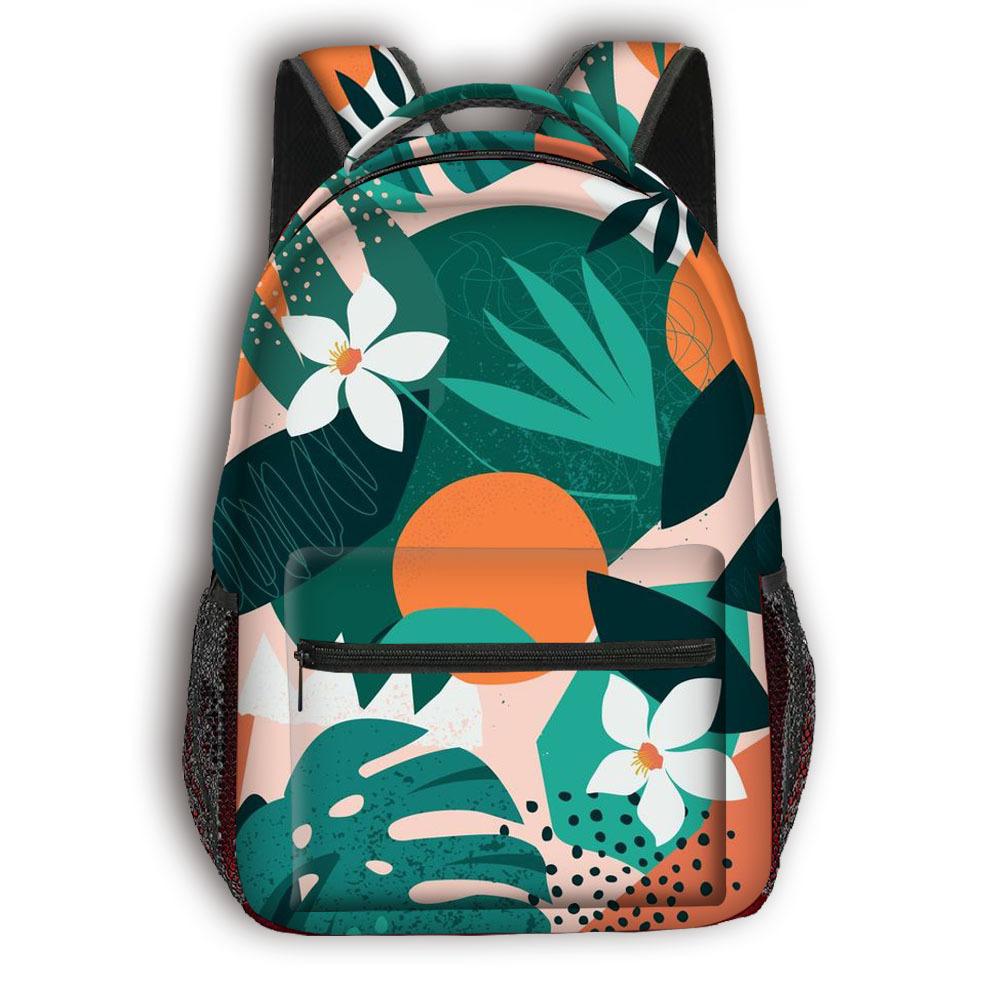 Cartoon Kpop Youthful School Bags Unisex Flowers Leaves Travel Bags 3D Print Oxford Waterproof Notebook Shoulder Backpacks