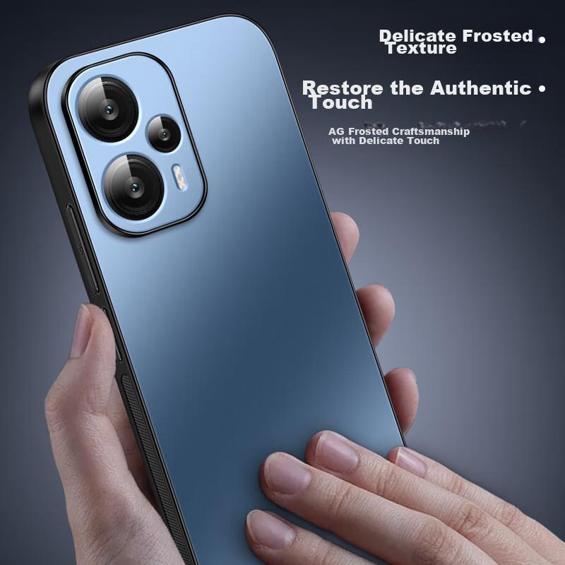 Redmi Note 12 Turbo Phone Case, Xiaomi Note 12 Turbo Protective Cover, AG Frosted Lens Full Protection Anti-Drop Simple Stylen, Graphite Black Outer