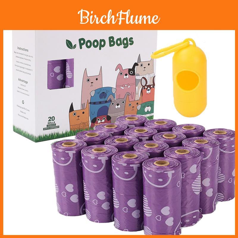 Degradable Pet Waste Bags With Strawberry Print For Outdoor Dog Walking And Cleanup