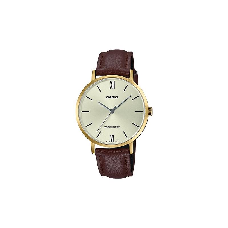 

Casio STANDARD Series Fashionable Business Simple Casual Versatile Classic Pointer Roman Scale Golden Dial Quartz Movement Leather Strap LTP-VT01GL-9B золотой