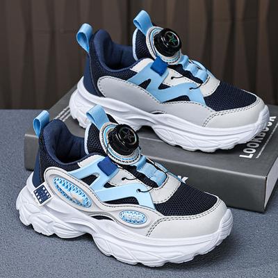 Nieuwe hardloopschoenen voor jongens en meisjes, populaire, modieuze antislip sportschoenen voor buiten, dikke zool, draaibare gesp, kinderwandelschoenen