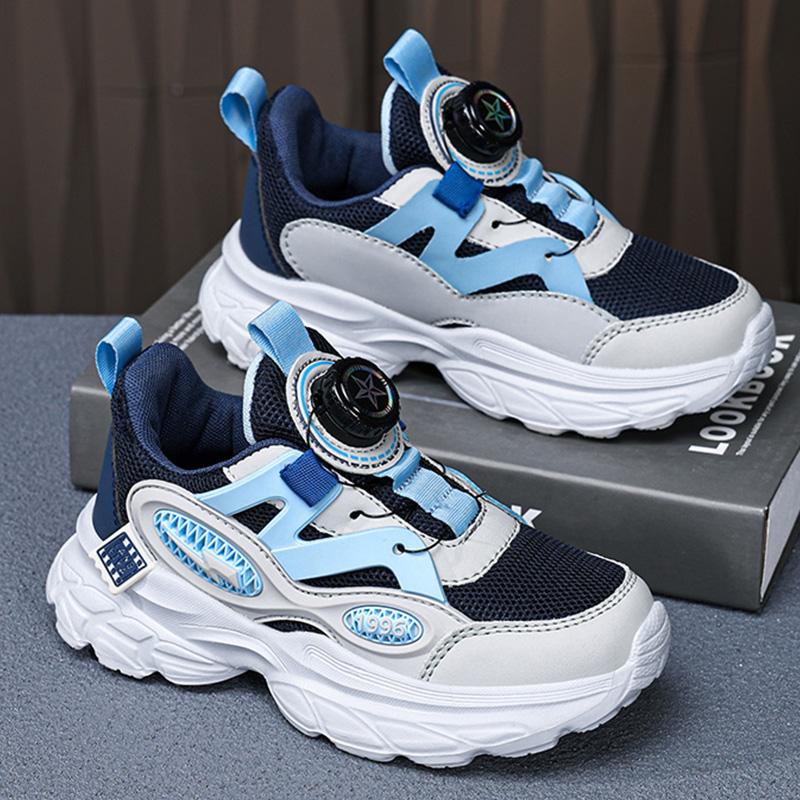 New Boys' Girls' Running Shoes Hot Selling Fashion Anti Slip Sports Shoes Outdoor Thick Soled Rotating Buckle Kids Walking Shoes