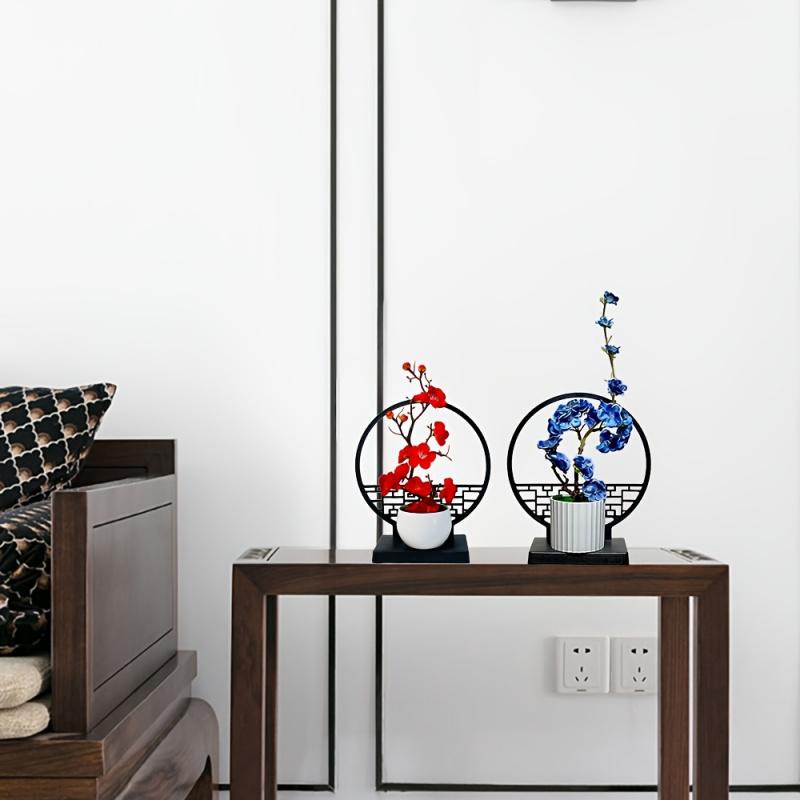 1 Set, Chinese Artificial Plum Blossom Potted Plant, Plastic Fake Bonsai Flower, Indoor and Outdoor Simulation Plant, Includes