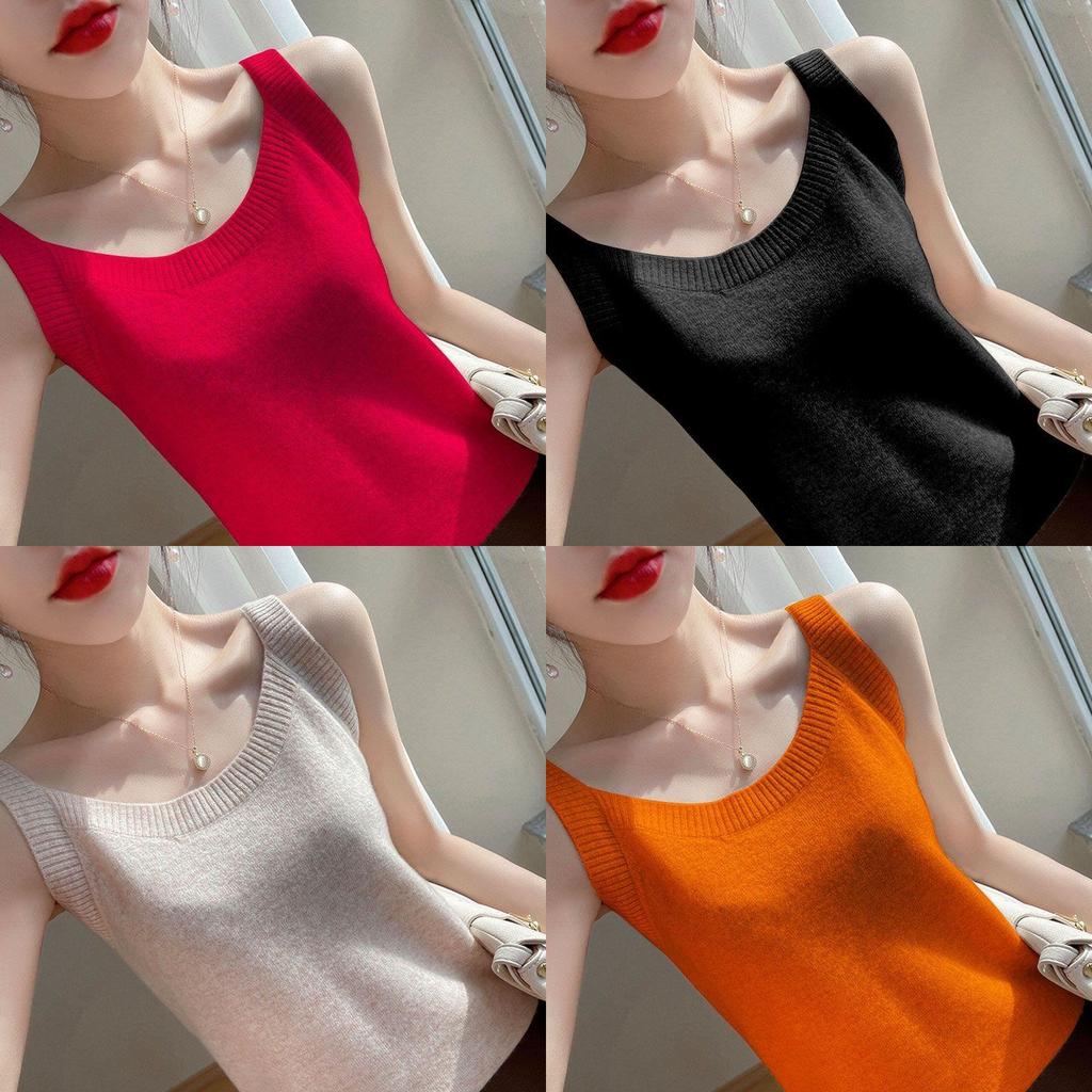 Womens Spring Summer Sleeveless Knitted Tank Top With Embroidery And 3d Effect For Casual Wear