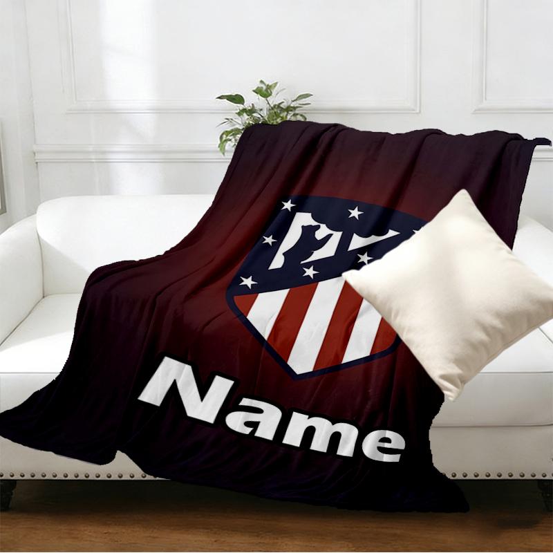 Custom Name Personalized Atletico Madrid Print Blankets, Home Decor, Bedroom, Sofa, Camping, Couch, Gifts for Birthday Christmas
