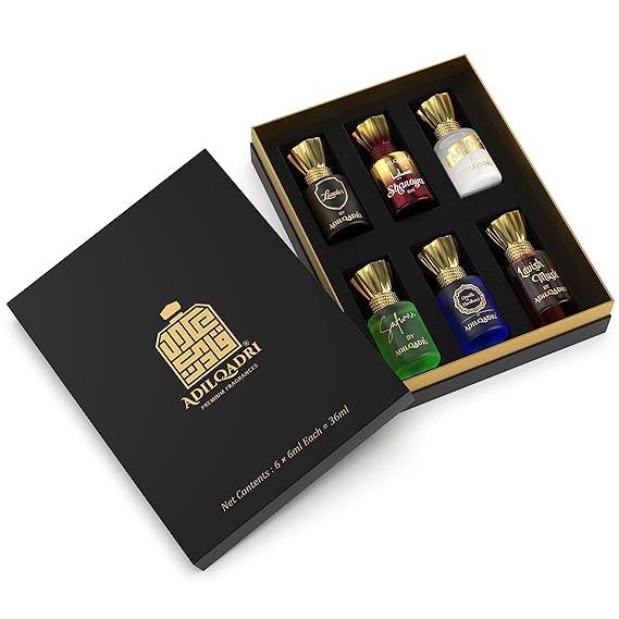 Adilqadri Assortert Luksus Alkoholfri Langvarig Roll-On Attar Parfyme Gaveeske For Unisex (5,5 ml hver)