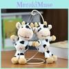 Chaveiro de Pelúcia Adorável Vaca Branca Brinquedo Macio com Manchas Para Mochilas e Chaves