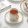 Classical Gold-plated Stripes Ceramic Cup&saucer Dining Table Coffee Cup Milk Mugs Afternoon Tea Teacup Fruit Juice Container