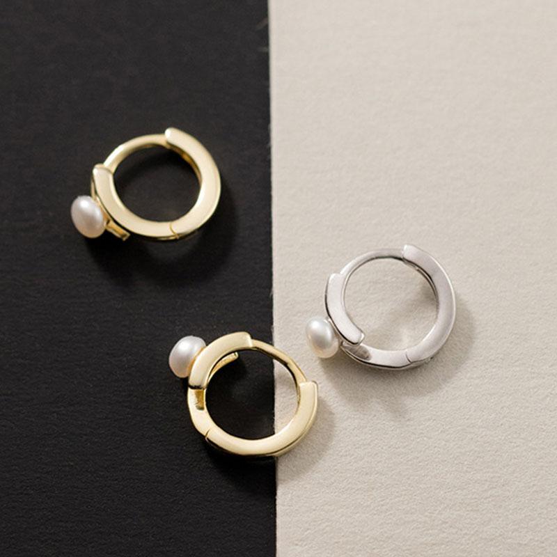 925 Stamp Gold Silver Color Pearl Earring for Women Girl Double Layer Curve Offic Jewelry Birthday Gift Dropshipping