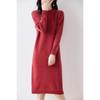 Women's Long Wool Knitted Dress - Over-the-Knee, Semi-High Neck, Loose Fit for Autumn/Winter