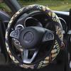 Automobile Linen Steering Wheel Cover With Ethnic Style No Inner Car Elastic Band Ring Steering Wheel Cover Fits 14.5-15Inches