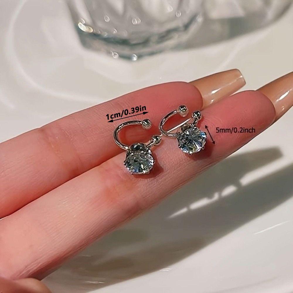 New Shiny Zircon Clip Earrings Adjustable Elegant Fashion Non Piercing Ear Clips Zircon Earrings Party Banquet
