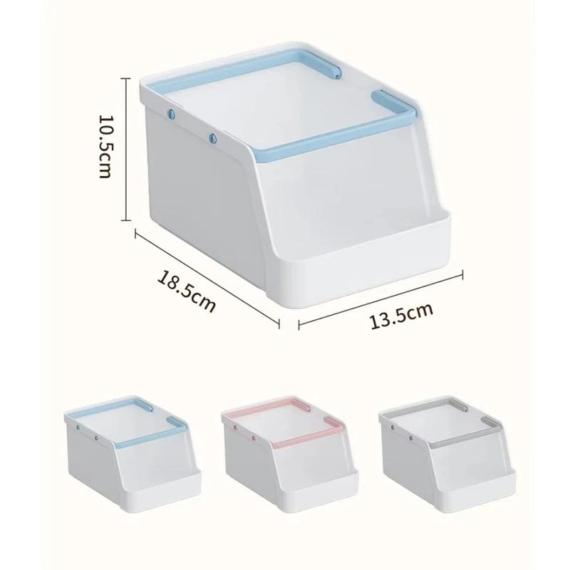 Plastic Kitchen Storage Rack Portable Large Capacity Desktop Storage Box Stackable Cosmetic Storage Container Stationary Holder