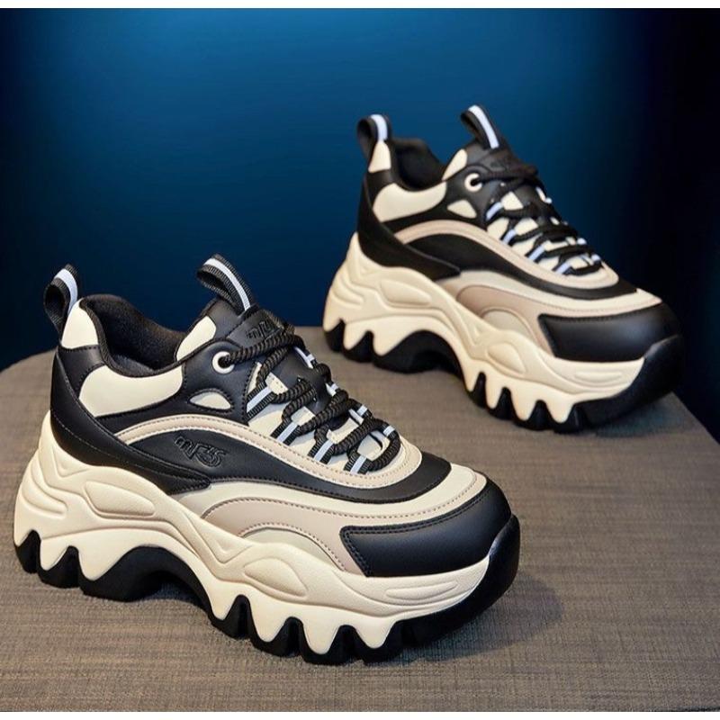 

Fashion Sneakers Women Casual White Shoes 8CM Fashion Height Increasing Thick Bottom Spring Platform Leather Woman Chunky Sneakers 2025 40