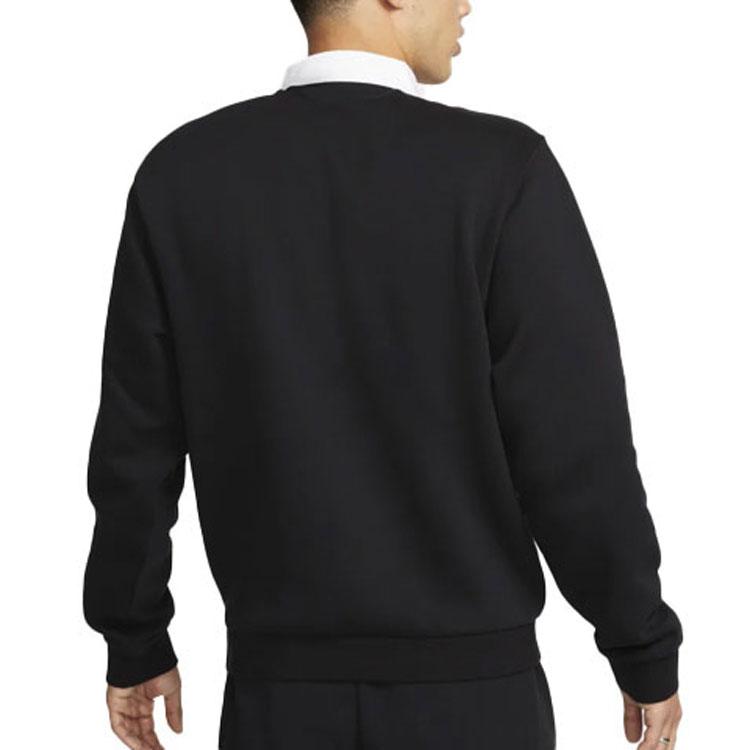 Nike Club Fleece Color-Block Kragen Logo Langarm Poloshirt Herren Oberteile Schwarz DX0538-010