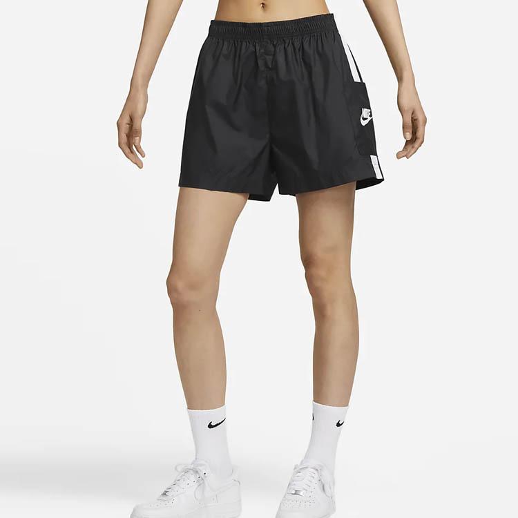 Nike Solid Color Logo Print Elastic Shorts Women shorts Black DQ3355-010