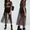 O-Neck Short Sleeved See Through Dress