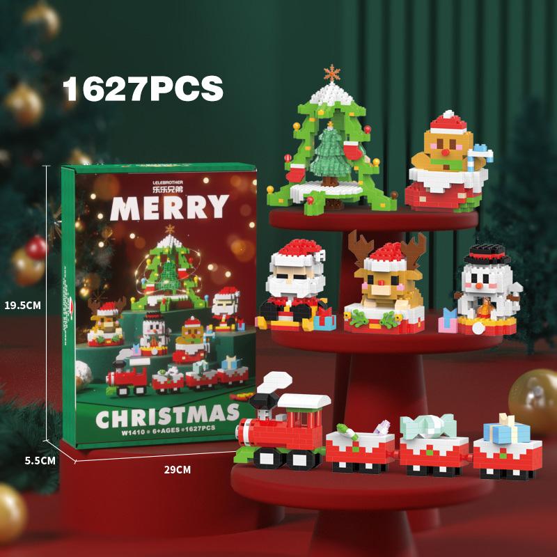 Christmas Building Block Santa Claus Snowman Elk Tree Micro Brick Puzzle Assembly Model Home Decoration Xmas Party Gift Kid Toy