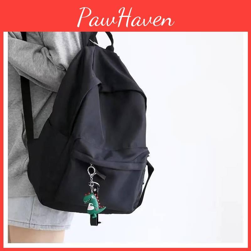Travel Bag School Versatile Solidcolor Largecapacity Backpack Black Unisex