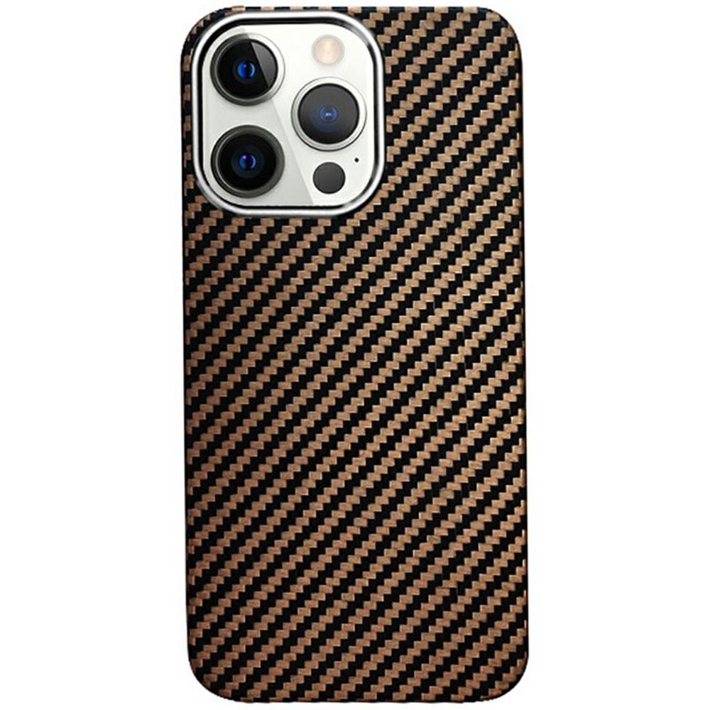 

KZDOO For iPhone 16 Pro Max Case Aramid Fiber Phone Cover Support Wireless Charging Brown