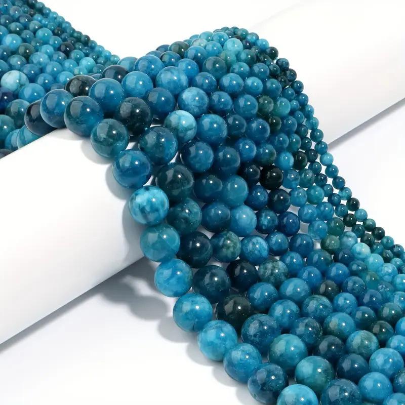 1 Strand Natural Dark Blue Apatite Stone Beads 4/6/8mm Round Gem Bead for DIY Bracelet Charms Jewelry Making Beaded Wholesale