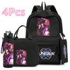 4Pcs/set Anime Demon Hunters Printed 750Ml Water Bottler Backpack Handbag Pencil Case for Teenager Boy Girl Large Capacity Waterproof Schoolbag