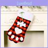 Charming Red And Black Checkered Dog Paw Holiday Stocking Perfect For Christmas Gifts
