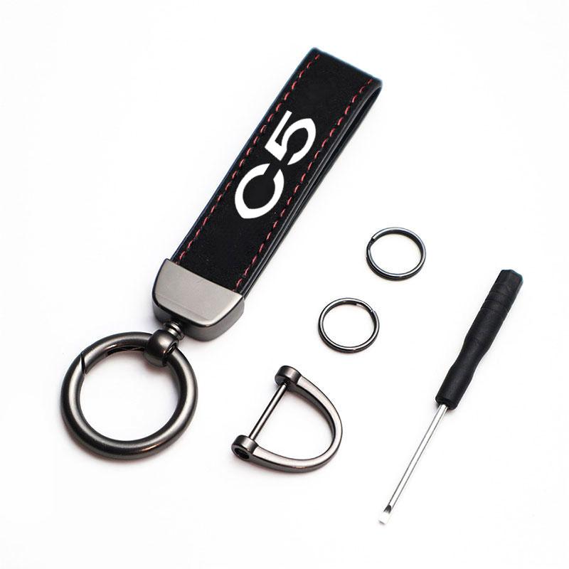 

Fashion Keychain Car Keychain Genuine Suede Keyring DIY Key Holder Keys Organizer Charm Keychain For Citroen C5 Car Accessories