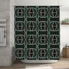 Modern geometric design shower curtain made of waterproof polyester fabric green blue beige pattern for bathroom decor!