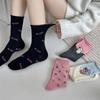 Korean Style Women Socks Cartoon Cat Print Japanese Kawaii Cute Socks Women Casual Letter Harajuku Streetwear Medium Tube Socks