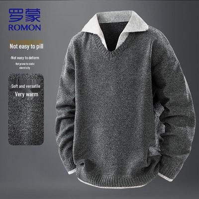 Men's Faux Layered V-Neck Knit Sweater