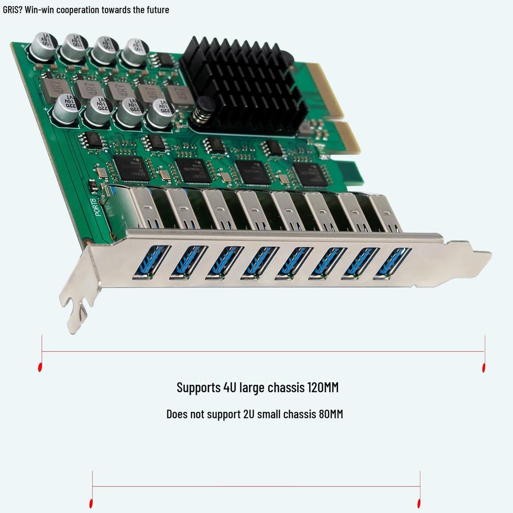 8-Port PCI-E USB 3.2 Desktop Adapter Card with NEC720201 – Self-Powered Computer Hub