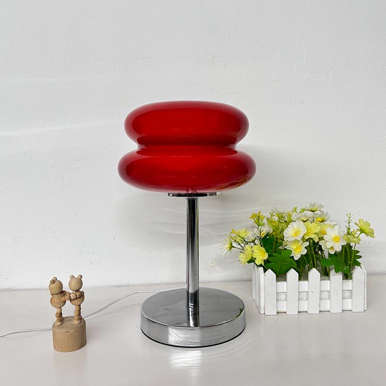Bauhaus Egg Tart Glass Table Lamp - Thick-Sole Night Light for Bedroom, Bedside, or Living Room