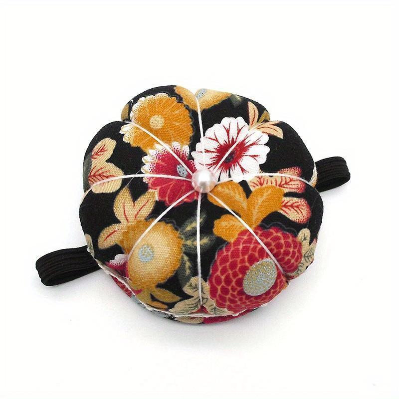 Pumpkin Shape Needle Pin Cushion Holder Sewing Kit DIY Craft Sewing Pin Elastic Wrist Band Pincushions