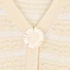 French V-Neck Flower Button Slim Fit Sleeveless Knit Cardigan for Spring/Summer