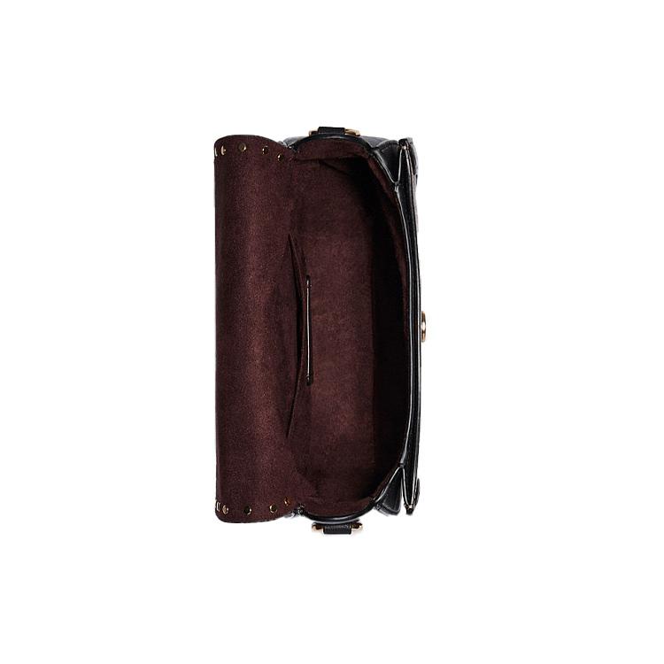 COACH Georgie Leather Saddle Bag, Shoulder Bag, Crossbody Bag Small Women's Black & Red Brown C3593-IMRL7