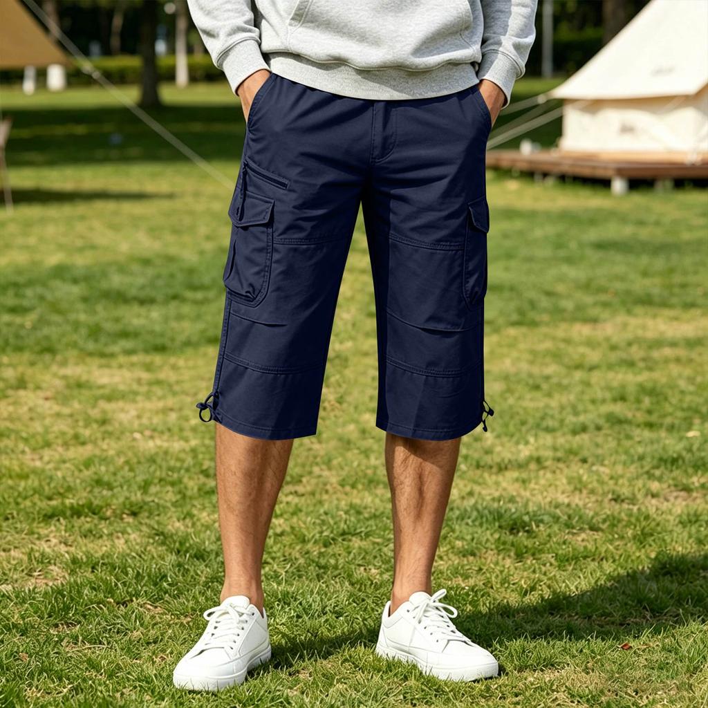 Pantaloni Capri da Uomo a Vestibilità Larga con Tasche Multiple Pantaloni Sette Ottavi Leggeri per Uso Esterno e Quotidiano