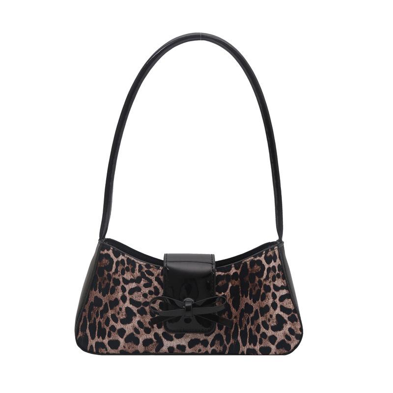 

Премиальная текстура портативная маленькая сумка женская сумка зимняя новая леопардовый принт сращивание плечевая сумка сумка для commuting под мышкой чёрный