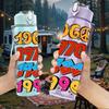 1PC Sixties Seventies Eighties Retro Badge Art 750ml Color Plastic Sports Water Bottle Leakproof Flip Straw Lid Suitable for Sports Office Home Use