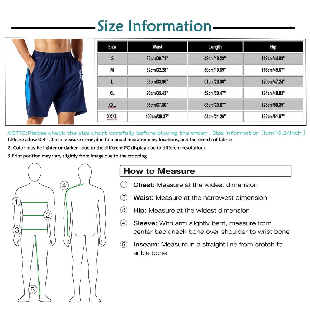 Men's Gym Shorts Quick Dry Lightweight Training Running Jogger Zipper Pockets