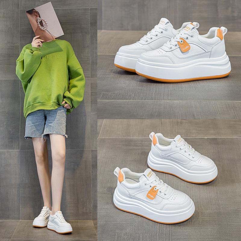 Spring new inner heightening thick-soled casual little white shoes lace-up wedge heel fashion small single shoes student shoes women's shoes
