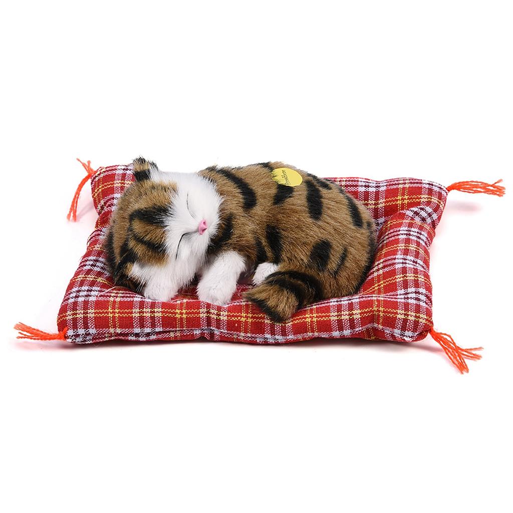 Symulacja Śpiącego Dziecka Kot Pluszowa Zabawka Dźwiękowa Wypchana Lalka Dekoracja Domu (Czarny   Brązowy)