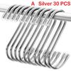 10/15/20/25/30pcs Home Kitchen Stainless Steel Holder Hanger S Shaped Hook Clasps Hooks Storage Rack