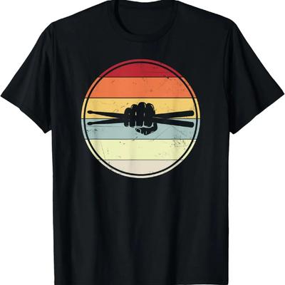 Bicí tyčinky Retro Bubeník Cool Vintage Bubnování Bicí tyčinka Tričko