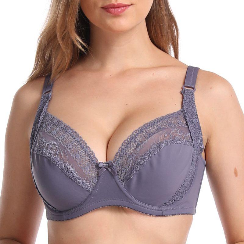 Women Daily Plus Size Brassiere Sexy Lace Ultra Thin Full Cup Bra Comfortable with Wire Bras E Cup 6017
