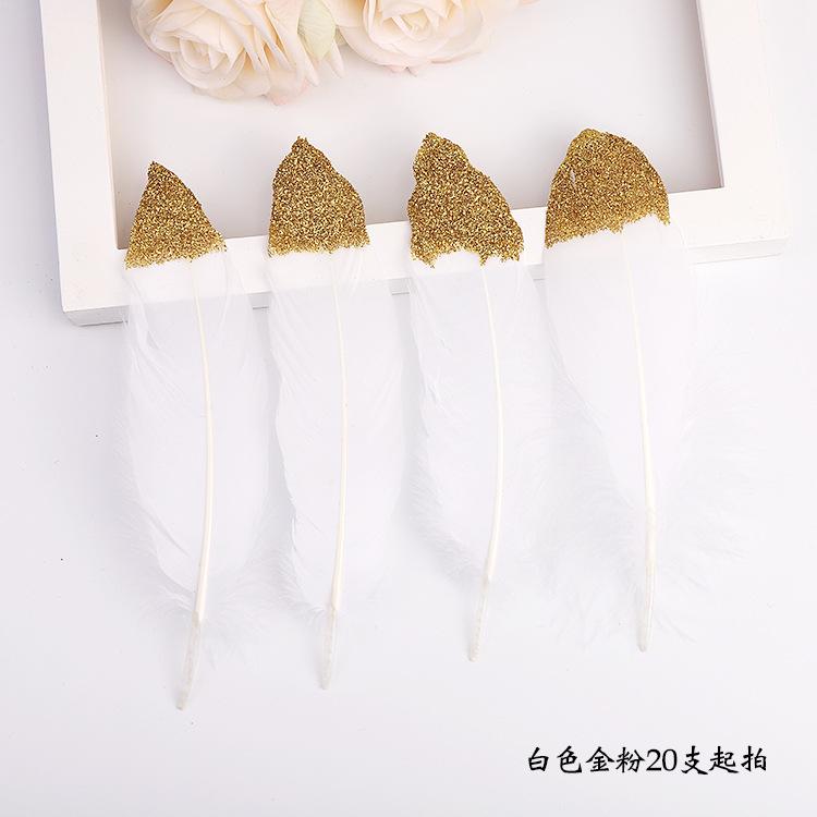 Golden Feather Colored Goose Feather Spray Gold Hard Big Floating Feather Jewelry Accessories Whole Face Semi-Golden Diy Handmade Decoration
